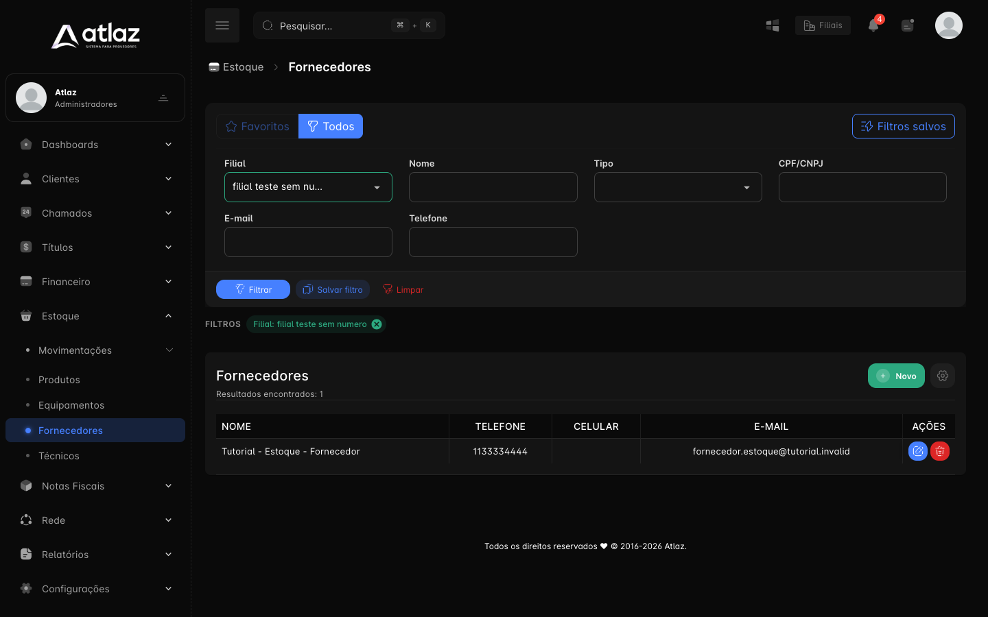 Fornecedor na lista